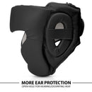 DXM Sports Open Face Boxing Headgear PU Leather Boxing Head Guard for MMA Training Sparring Kickboxing - Matte Black 26 image