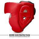DXM Sports Open Face Boxing Headgear PU Leather Boxing Head Guard for MMA Training Sparring Kickboxing - Red 19 image