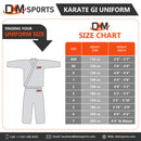 DXM Sports Karate Gi Uniform for Kids & Adult - Size Chart 10 image