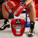 DXM Sports Open Face Boxing Headgear PU Leather Boxing Head Guard for MMA Training Sparring Kickboxing - Red 23 image