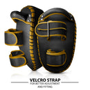 DXM Sports Muay Thai Pads PU Leather Curved Kickboxing Training Strike Shield Gold/Black  7 image