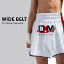 DXM Sports Muay Thai Trunks Thai Boxer Shorts MMA Grappling Kickboxing Cage Fight Short - White & Red 5 image