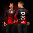 DXM Sports Long Sleeve Rash Guard Compression Shirt - Black/Red 2 image