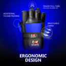 DXM SPORTS Men's Weight Lifting Leather Gloves with Wrist Wrap Support - Blue 15 image