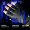DXM SPORTS Men Weight Lifting Workout Gloves Half Finger Anti-Slip Leather Gloves for Gym, Exercise, Fitness, Cycling, Training, Outdoor Sports - Blue 6 image