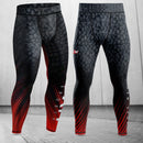 DXM SPORTS Compression Pants Rash Guard Legging Mens Spats Workout Baselyer Tights- Black/Red 2 image