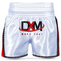 DXM Sports Muay Thai Trunks Thai Boxer Shorts MMA Grappling Kickboxing Cage Fight Short - White & Red