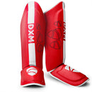 DXM Sports Shin Instep Guards Red/White For MMA Martial Arts Kicking Sparring Training Gear, BJJ Karate Boxing Taekwondo 1 image