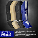 DXM Sports Shin Instep Guards Blue/White For MMA Martial Arts Kicking Sparring Training Gear, BJJ Karate Boxing Taekwondo 3 image